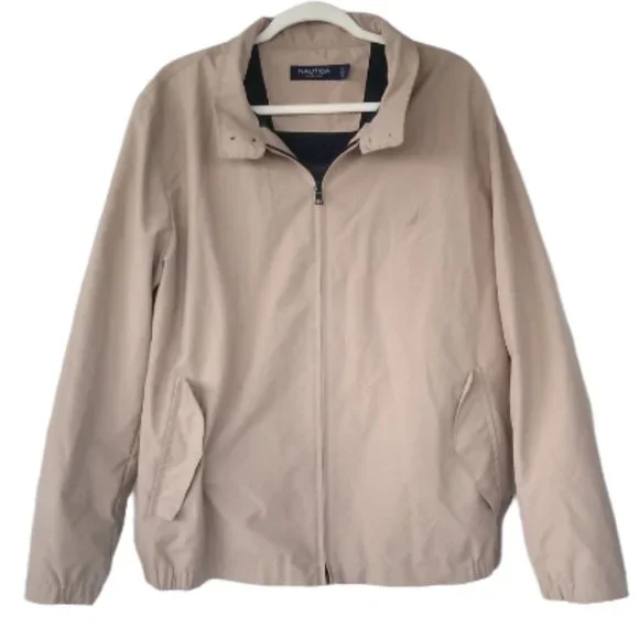 Nautica Jackets Coats Nautica Mean Tan Light Jacket Size Large Poshmark